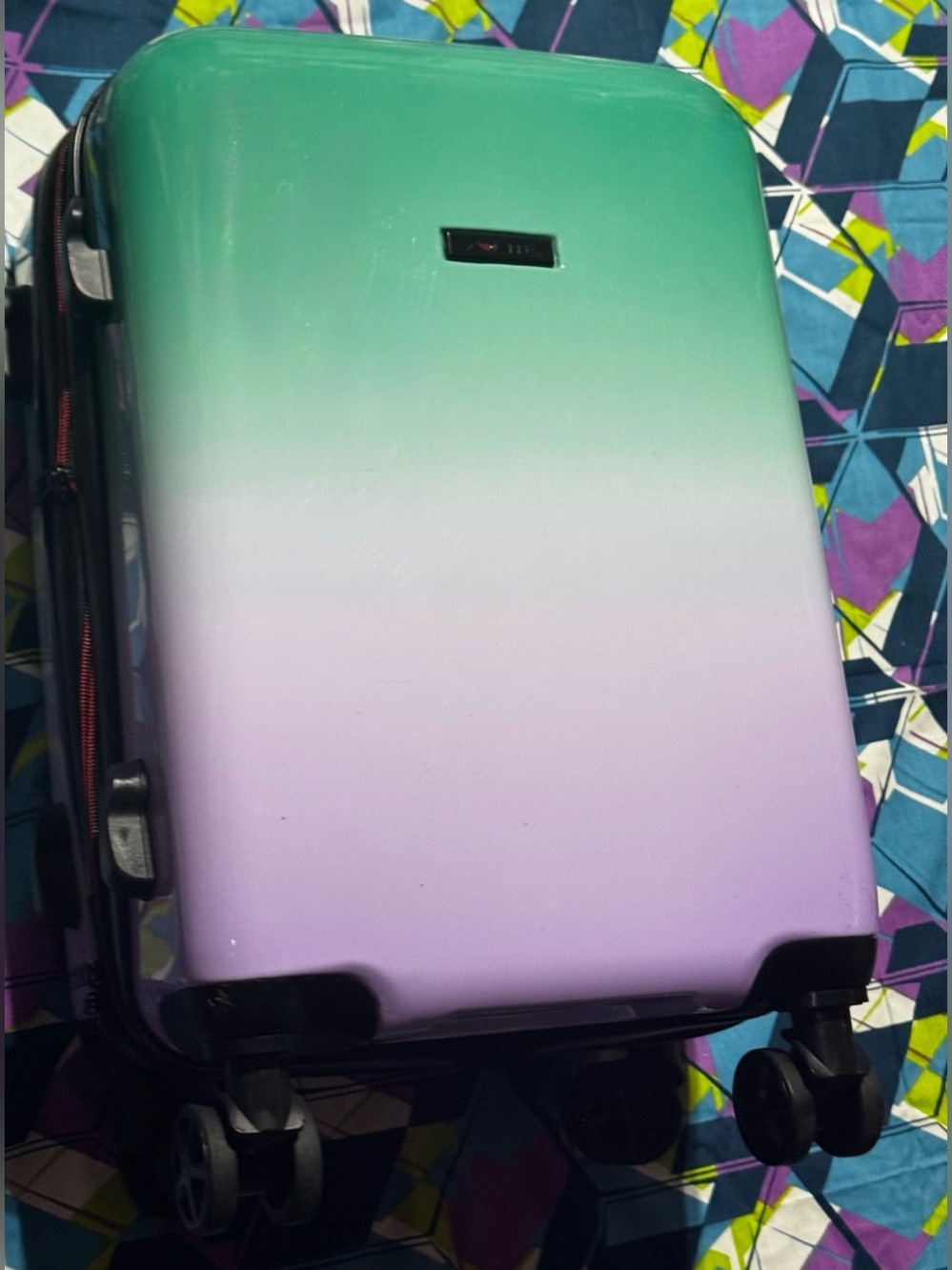 Gradient Green and Purple Hardside Carry-On Travel Bag